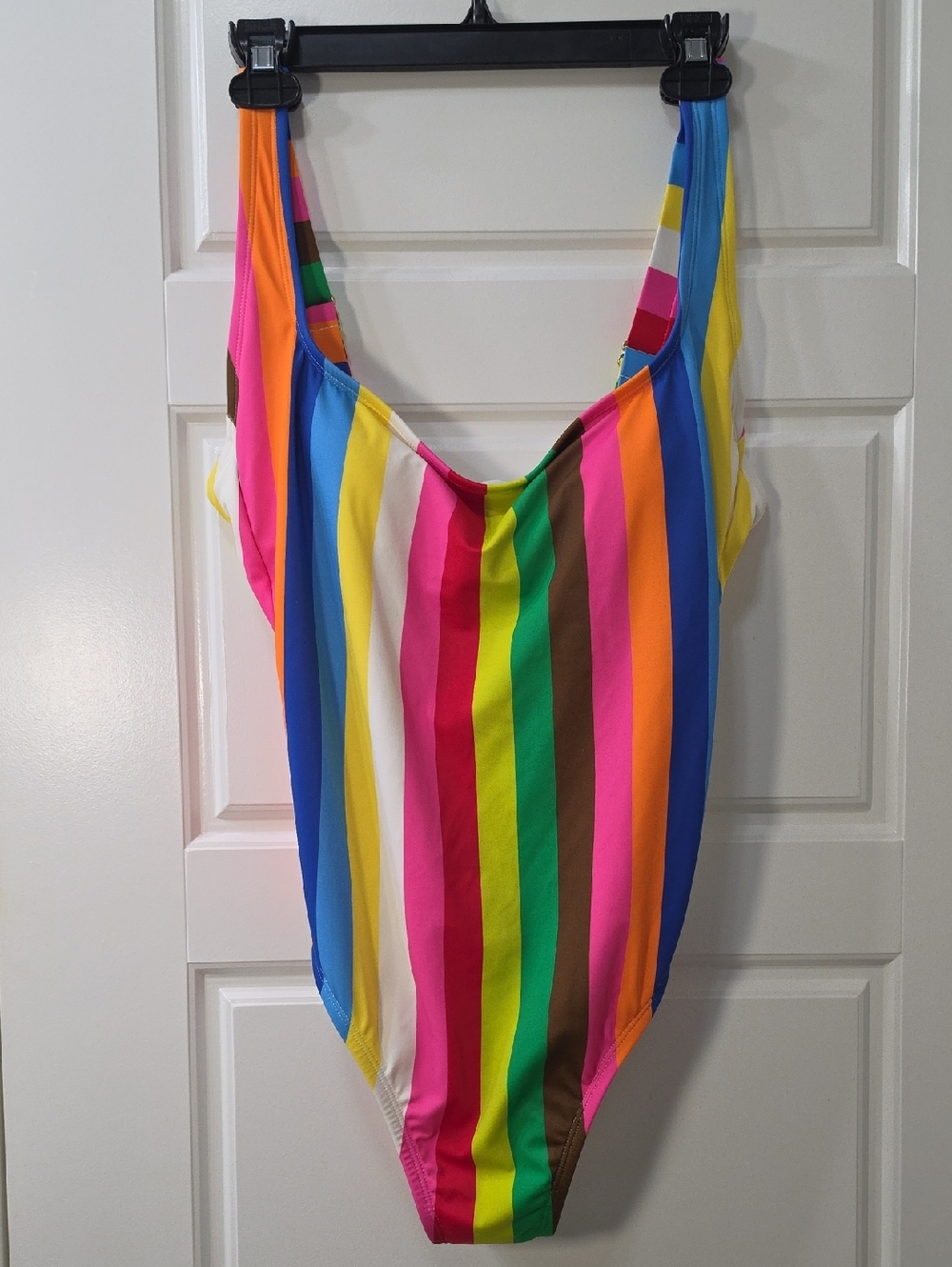 Tabitha Brown Bright Multicolor Striped One-Piece Swimsuit - Large